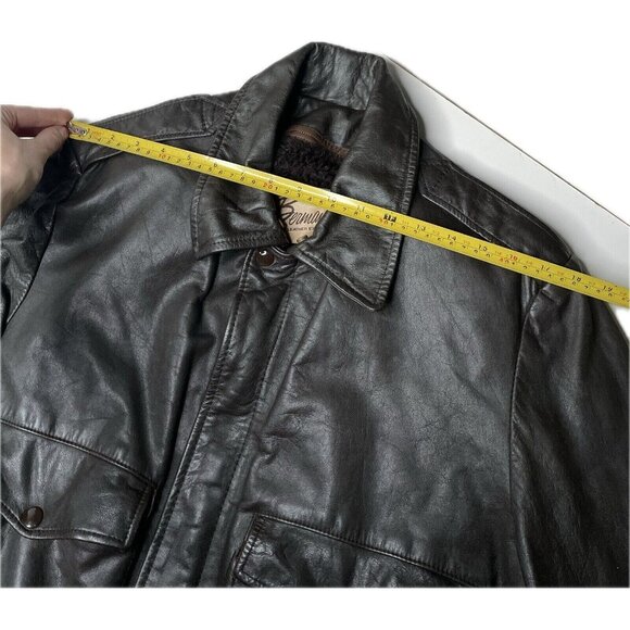 Vintage Berman's Brown Leather Bomber Jacket Men's M 40 Zip Out Lining - Picture 8 of 10